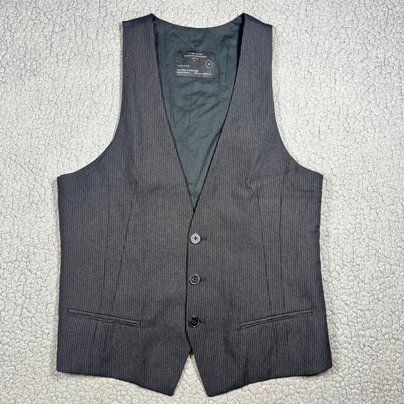 AllSaints Other - AllSaints Spitalfields Mens Gray Pinstripe Wool Blend Waistcoat Vest Size 40